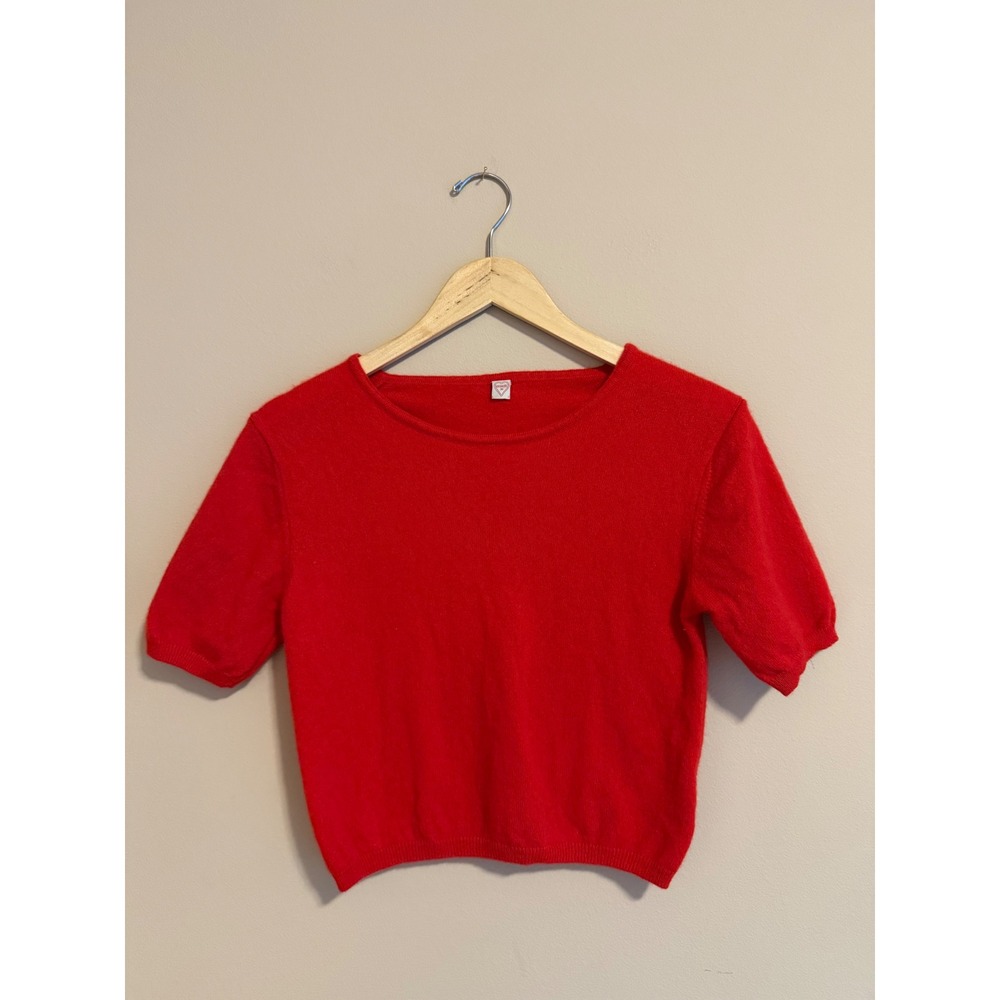 Cashmere‎ Red Short Sleeve Crew Neck Sweater Size Small
